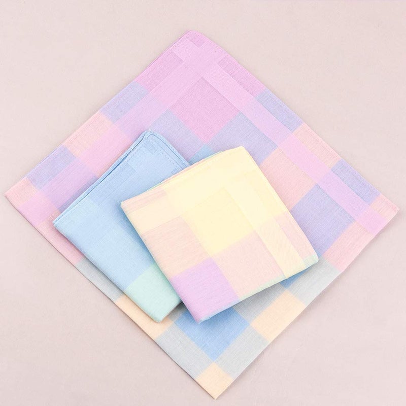 HOULIFE Handkerchiefs for Women, Soft Cotton Ladies Checkered Pattern Hankies with Stripe Candy Color 6/12PCS (Mixed 1-12 PCS) - Image 5